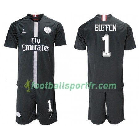 Tenue Paris Saint Germain Buffon 1 Jordan Noir Enfant Troisieme 2018-2019 Maillot de Foot